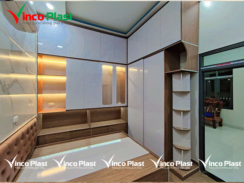 Mẫu thiết kế tủ quần áo kết hợp giường ngủ Vincoplast